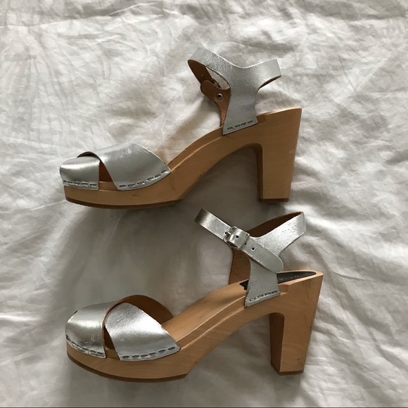 Swedish Hasbeens Shoes - Swedish Hasbeens Merci Clog sandals in Silver